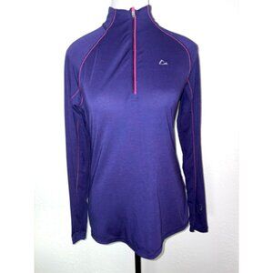 Paradox Purple Merino Blend 1/4 Zip Long-Sleeve Top Size Small